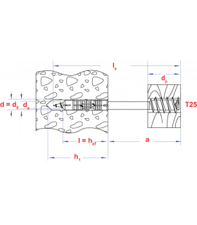 Afstandschroef T-drive T25 * 6x200 Zn (20)   (50 st ) 2