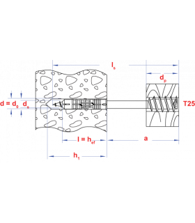 Afstandschroef T-drive T25 * 6,00x100 Zn (45)   (50 st ) 2