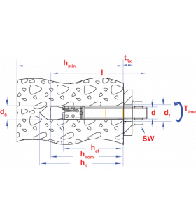 Keilanker  SMK M  8x5,00x75 Zn/ETA opt.7 Gemonteerd met... 2