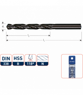 ROTEC HSS-R Spiraalboor DIN 338N gewalst   3,3 mm / v.e.2...