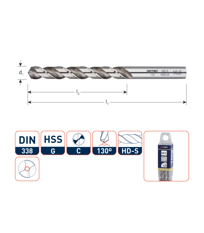 ROTEC HSS-G Spiraalboor DIN 338 geslepen   0,70 mm per 10