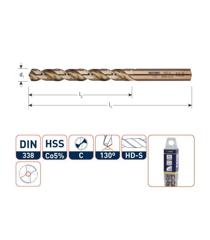 Werkö HSS-Co5 Spiraalb. DIN 338 HD-S Inox splitp.  1,2 mm per 10