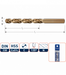 ROTEC HSS-Co5 Spiraalboor DIN 338 Cobalt splitpoint  7,0...