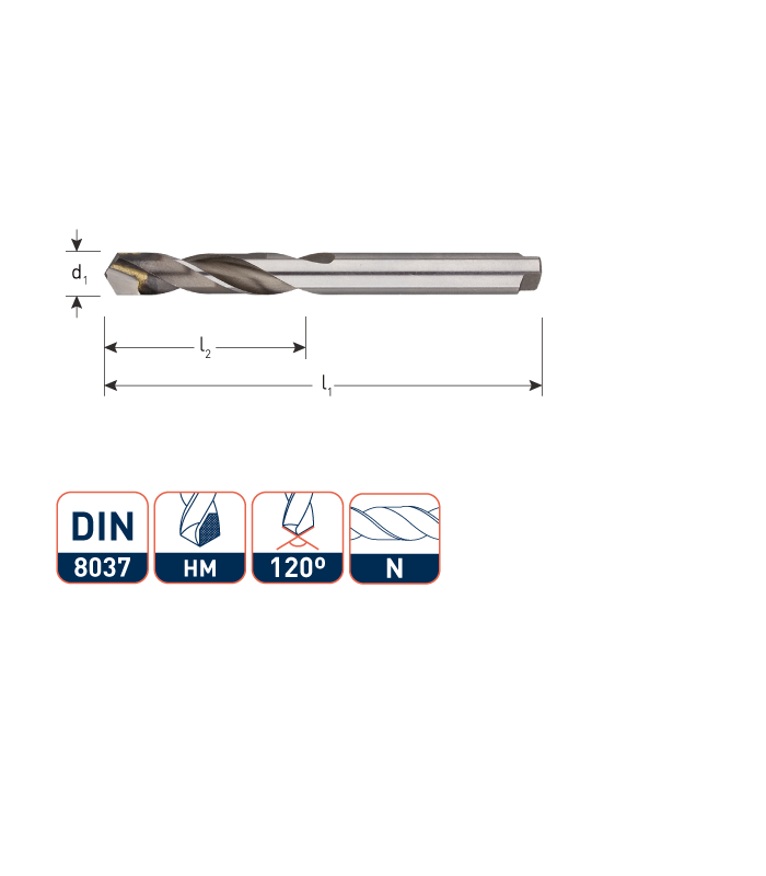 Werkö HSS Spiraalboor DIN 8037 met HM-snijkant  9,0 mm per 1