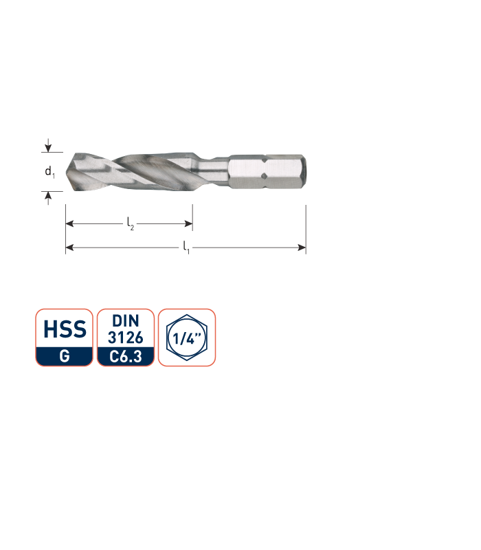 ROTEC HSS-G Boor-bit C6,3  3,3 mm (M4) per 0