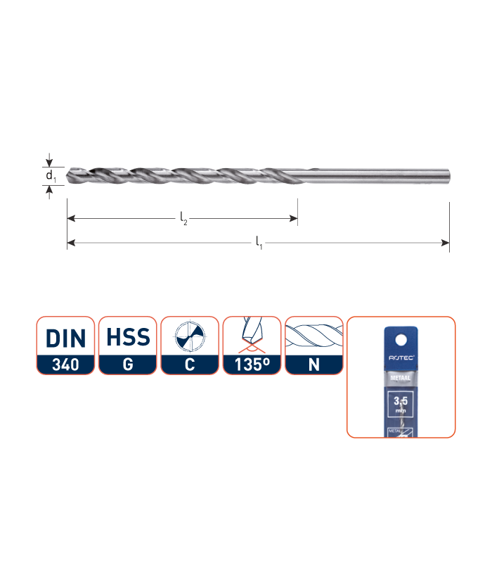 HSS-G Spiraalboor DIN 340 splitpoint  2,0x85 mm (etui) per 0