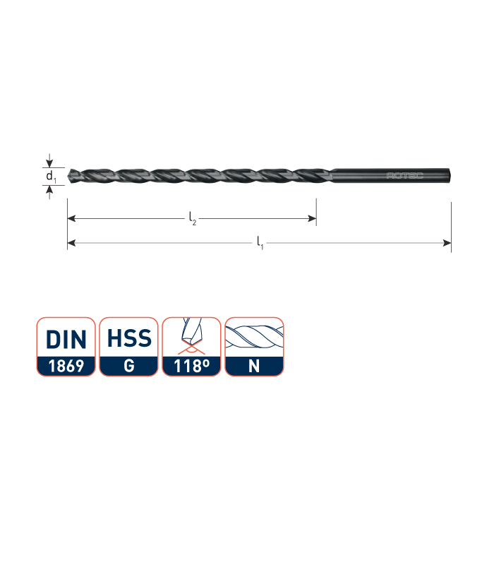 Werkö HSS-G Spiraalboor DIN 1869 geslepen  3,0x150 mm per 0