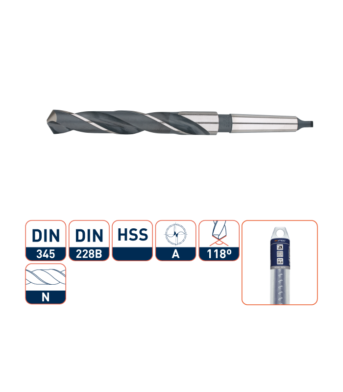 ROTEC HSS-R MK-Spiraalboor DIN 345   4,5 mm per 0