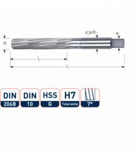 ROTEC HSS Handruimer DIN 206B H7   7,0 mm per 1