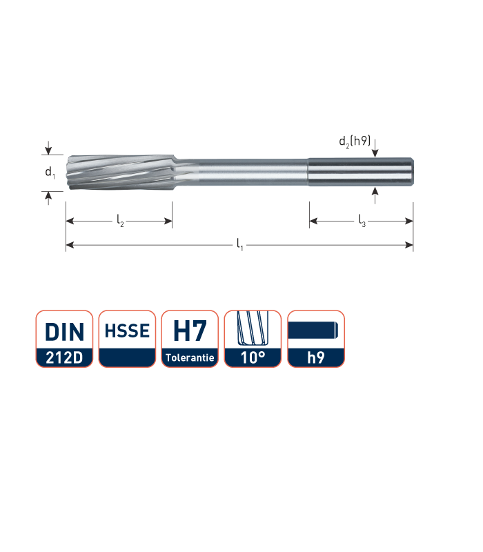 ROTEC HSSE Machineruimer cil. DIN 212D H7   4,0 mm per 1