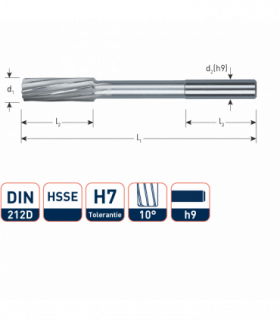 ROTEC HSSE Machineruimer cil. DIN 212D H7  12,0 mm per 1