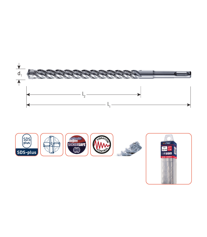 Hamerboor SDS+ 4-snijder  6,0x 50/110 mm (box10) per 0