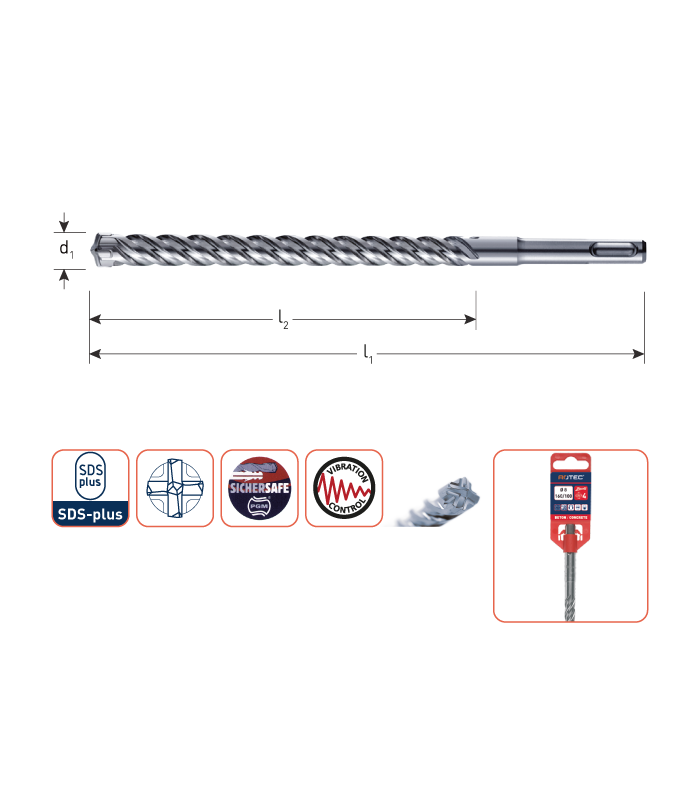 Hamerboor SDS+ 4-snijder  6,5x100/160 mm per 0