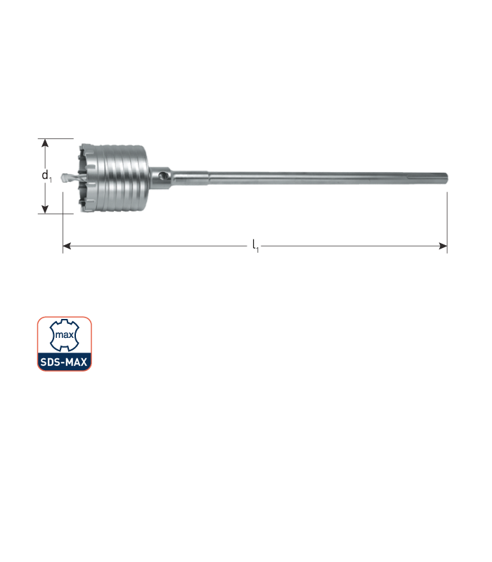 Hamerkroonboor  125,0x550 geïntegr. SDS-max schacht per 0