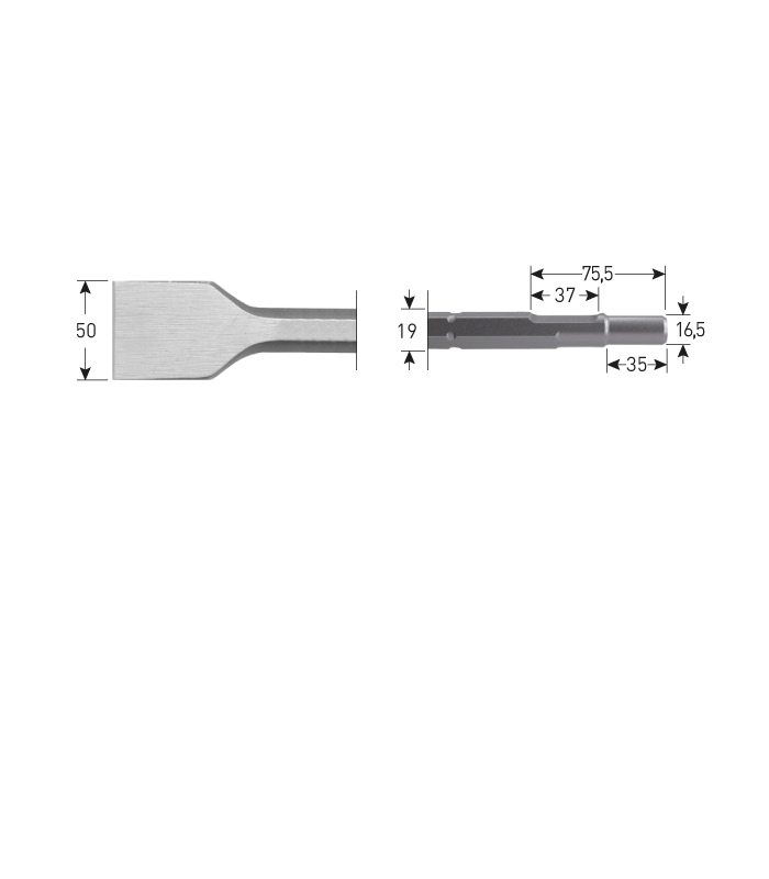 6-kant Spadebeitel    50x400 mm 6-kant19,0 /16,5x35 per 1