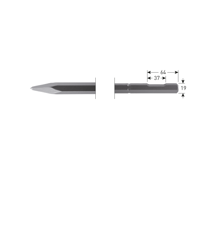 6-kant Puntbeitel   400mm    6-kant19,0 met uitsparing per 1