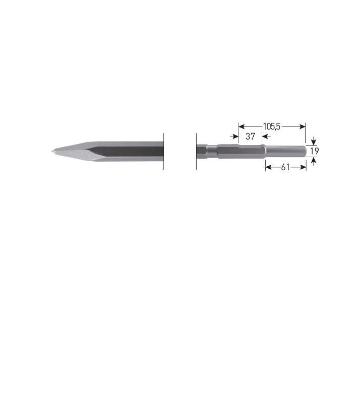 6-kant Puntbeitel       600mm  6-kant21,0 /19x61 per 1