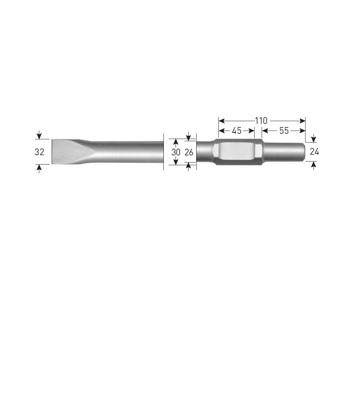 6-kant Plattebeitel    32x400mm  6-kant30,0 /24x55mm per 1