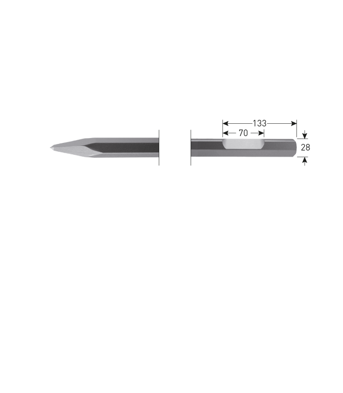 6-kant Puntbeitel         400mm  6-kant28,0 met uitsparing per 1