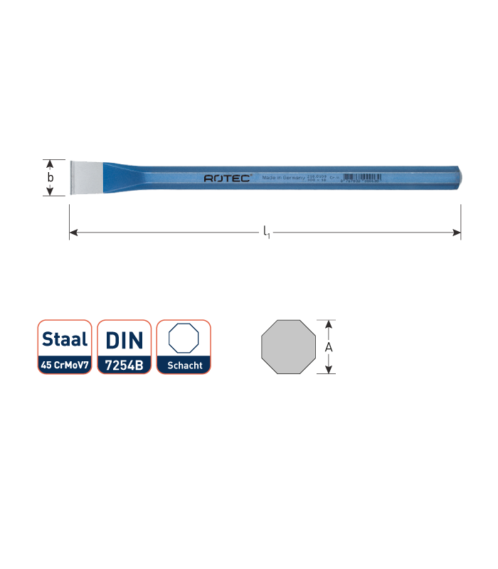 Breekbeitel 8-kantig DIN 7254-B  23x200 mm per 1