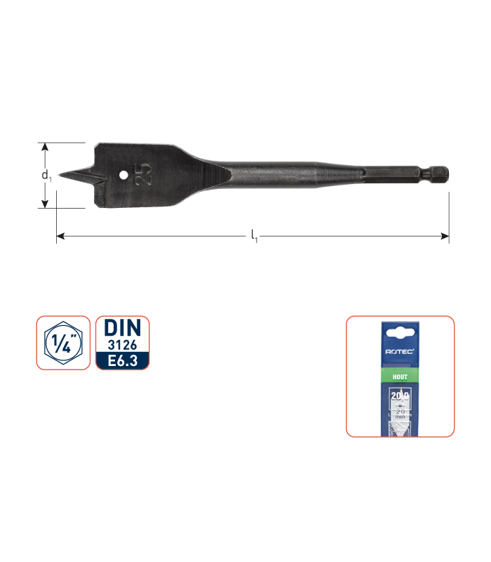 Speedboor HD met 1/4 bit-aansluiting  10,0x157 mm per 0