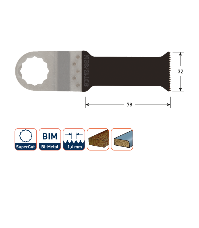 ROTEC SOT16/32bi Oscillerend Bi-Metaal invalzaagblad 78x32mm per 1