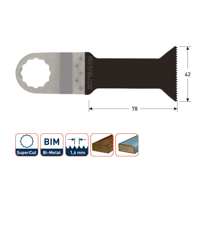 ROTEC SOT16/42bi Oscillerend Bi-Metaal invalzaagblad 78x42mm per 1