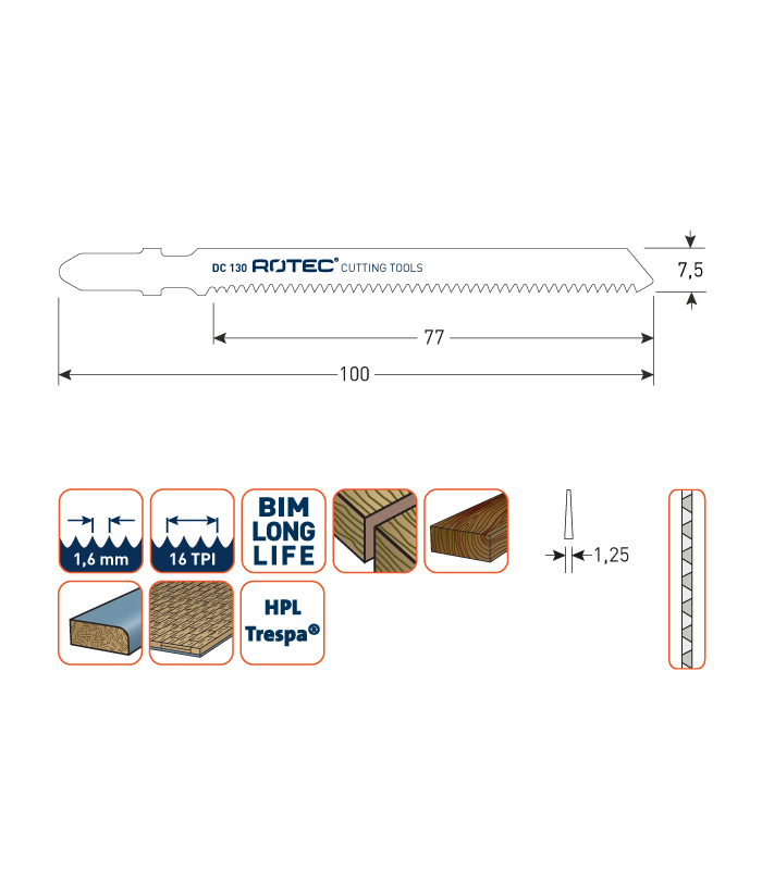 ROTEC Decoupeerzagen DC130 / T101AIF   (VPE 5 stuks) per 1