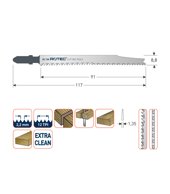 ROTEC Decoupeerzagen DC150 / T308B      (VPE 5 stuks) per 1