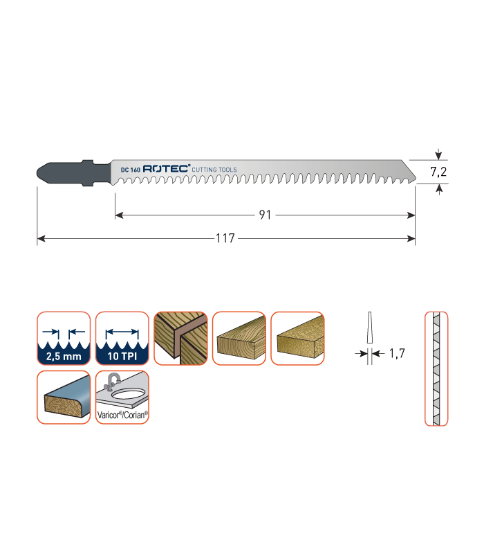 ROTEC Decoupeerzagen DC160 / T301BCP (VPE 5 stuks) per 1