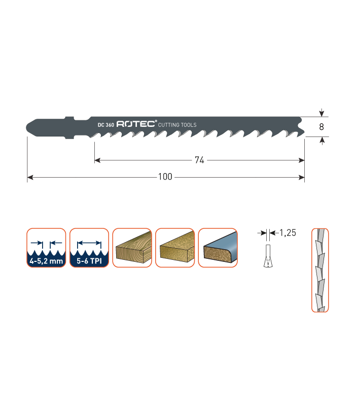 ROTEC Decoupeerzagen DC360 / T144D     (VPE 5 stuks) per 1