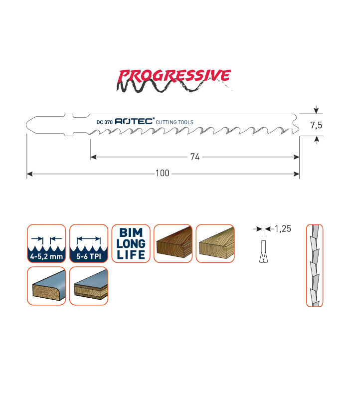 ROTEC Decoupeerzagen DC370 / T144DF   (VPE 5 stuks) per 1