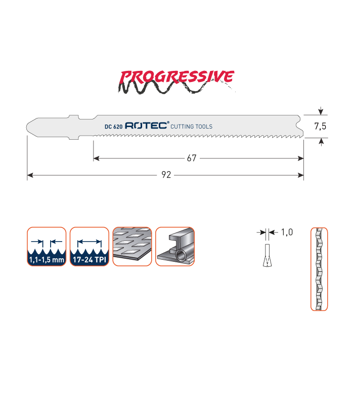 ROTEC Decoupeerzagen DC620 / T118A     (VPE 5 stuks) per 1