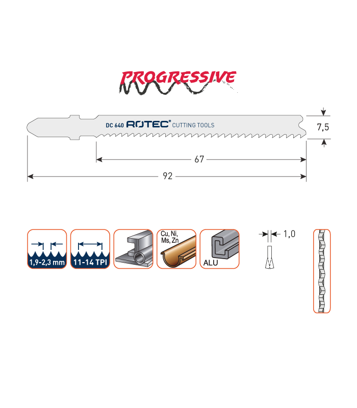 ROTEC Decoupeerzagen DC640 / T118B     (VPE 5 stuks) per 1