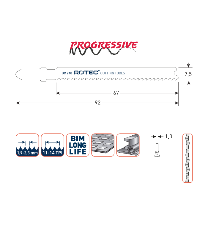 ROTEC Decoupeerzagen DC740 / T118BF (VPE 5 stuks) per 1