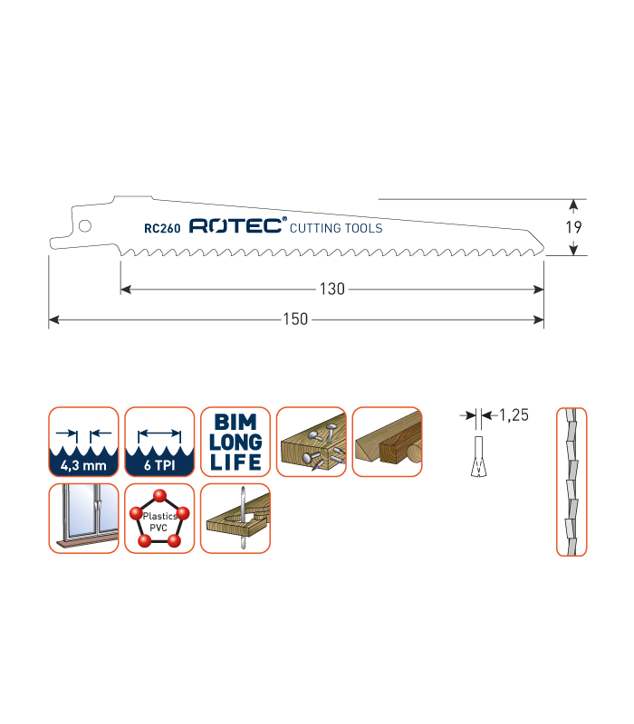 ROTEC Reciprozagen RC260 / 611DF (VPE 5 stuks) per 1