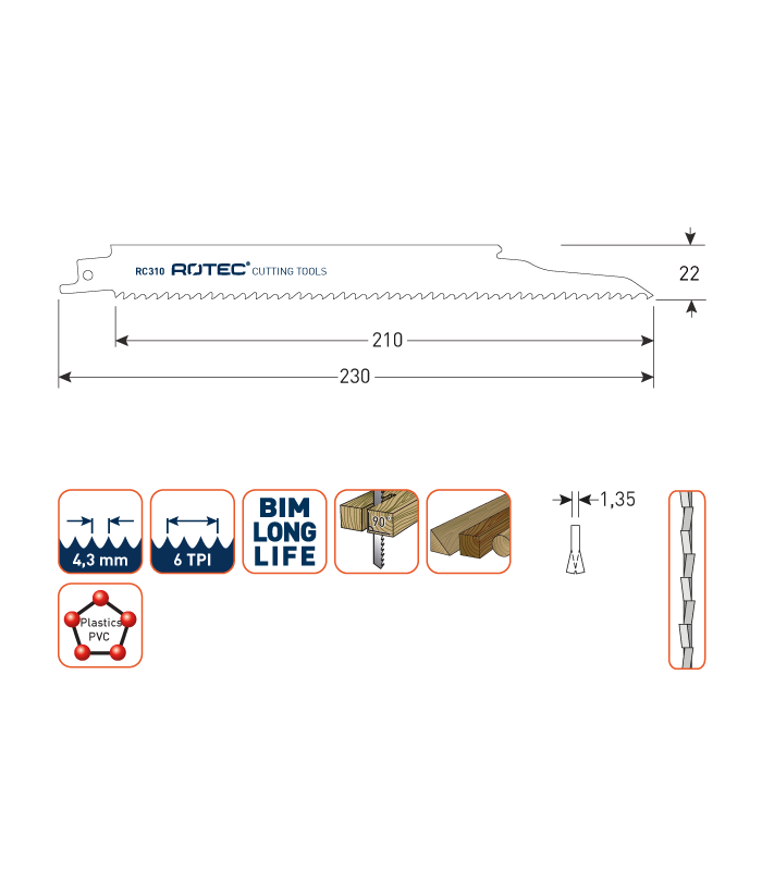 ROTEC Reciprozagen RC310 /  (VPE 5 stuks) per 1