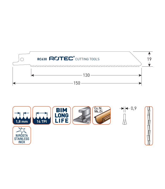 ROTEC Reciprozagen RC630 / 922BF (VPE 25 stuks) per 1