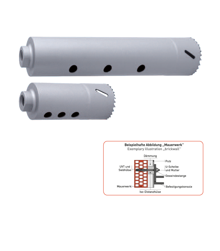 ROTEC Verlengde gatzaag-Bi 51x250mm 4-6tpi incl.boor +6kt adapter per 0