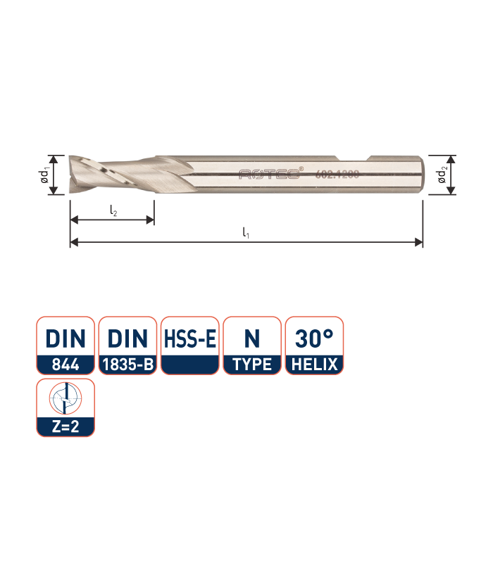 ROTEC HSS-E Spiebaanfrees, ongecoat, ø3
ø3x8x56xø6mm Z-2 / DIN 844-B / Lang
 per 0