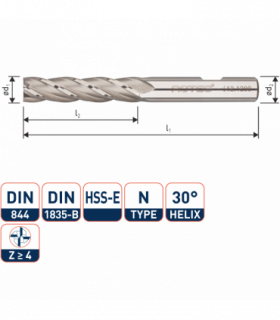 ROTEC HSS-E Vingerfrees, ongecoat, ø8
ø8x38x82xø8mm Z-4 /...