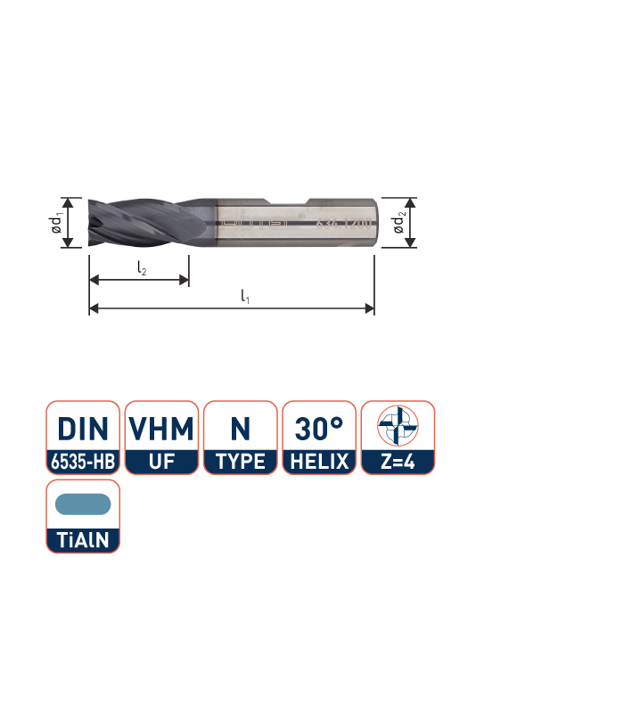 ROTEC VHM Vingerfrees, TiAlN-gecoat, ø6
Silver-Line / ø6x16x50xø6mm Z-4 / Kort
 per 1