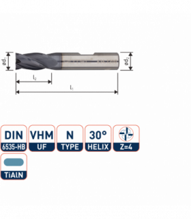 ROTEC VHM Vingerfrees, TiAlN-gecoat, ø20
Silver-Line /...