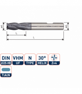 ROTEC VHM Vingerfrees, TiAlN-gecoat, ø6
Silver Line /...