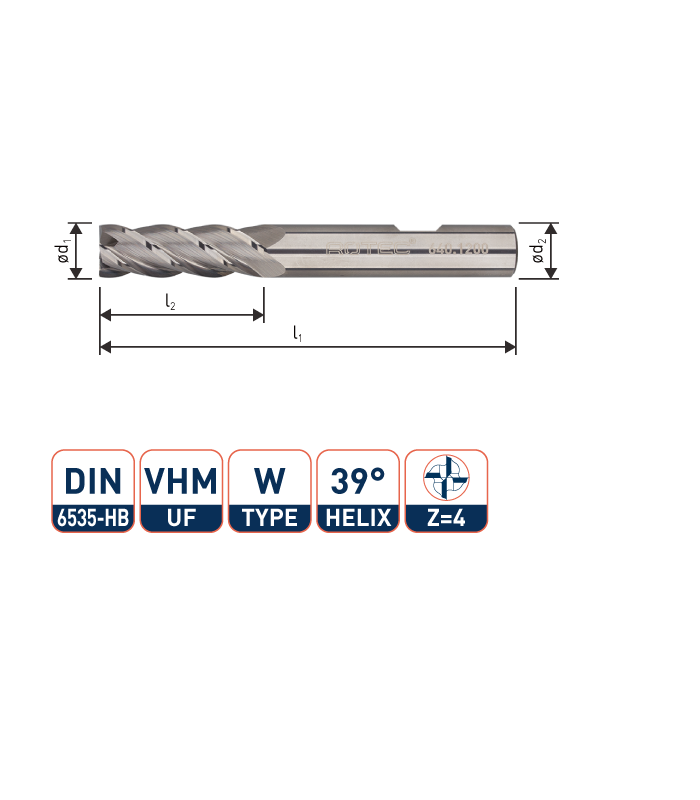 ROTEC VHM Frees voor NF-Metalen, ø5
Silver-Line / ø5x20x60xø6mm Z-4
 per 1