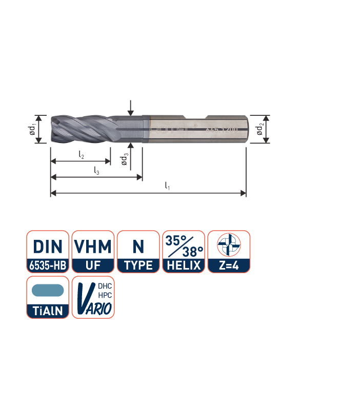 ROTEC VHM Vario-Frees, vrijgeslepen, ø3
Silver-Line / ø3x11x57xø6mm Z-4 / Kort
 per 1