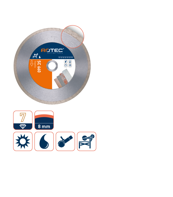 ROTEC Diamantzaag Tegel /SC 660 350/22,2 per 0