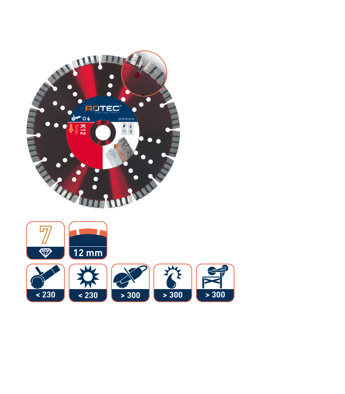 ROTEC Diamantzaag K12 350/30,0 per 0