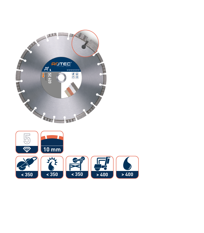 ROTEC Diamantzaag SC 620 350/25,4 per 0