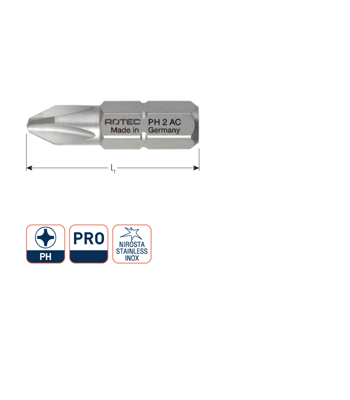 PRO Insertbit PH 2 L-25mm C 6,3 RVS per 1